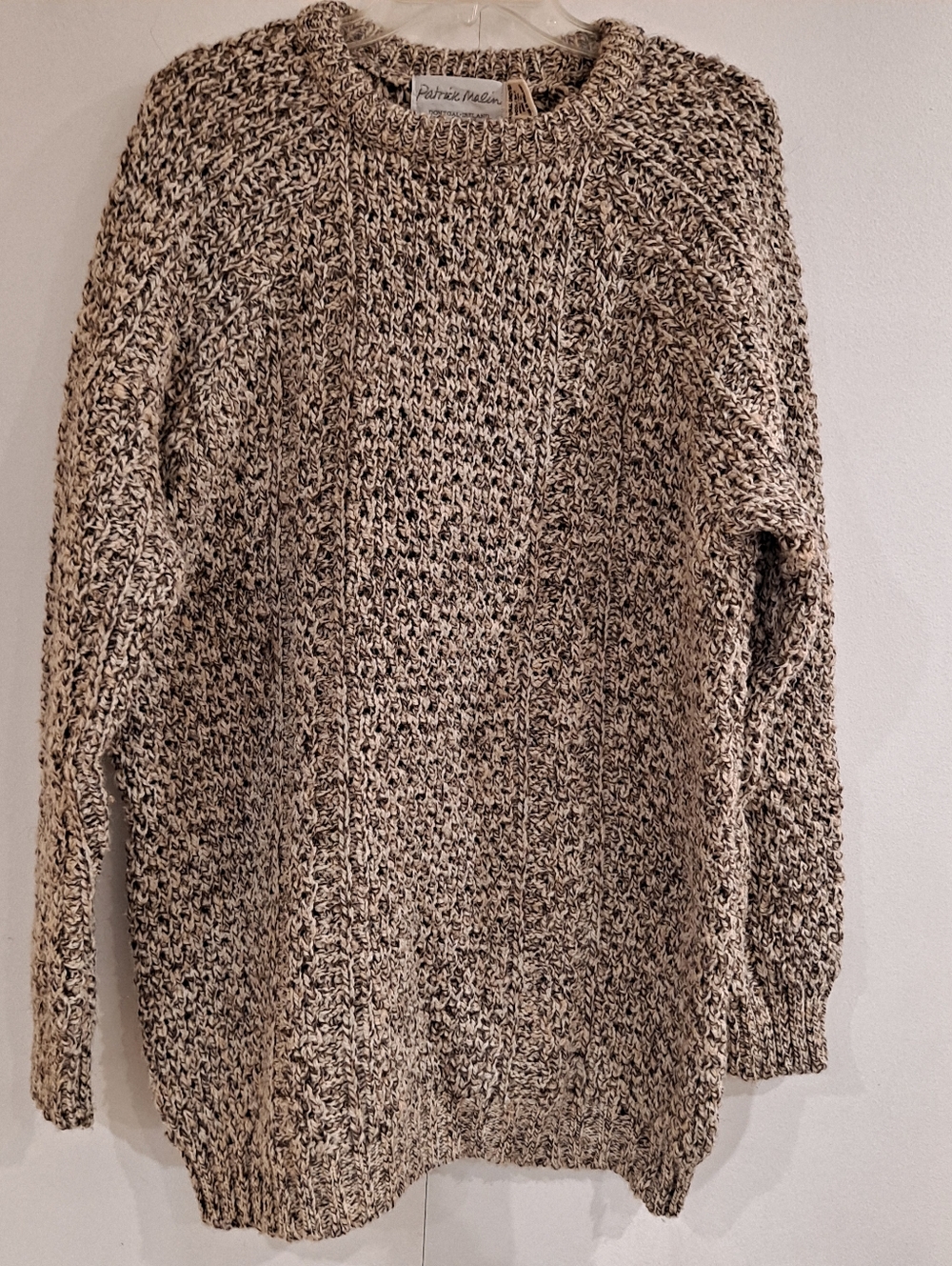 Patrick Malin VTG Donegal Ireland Hand-Knit Wool/Silk Fisherman Style Sweater XL